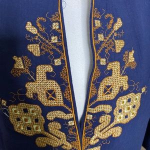 3/4 Sleeve Pullover Blouse, Low cut, embroidered neckline.  Never Worn